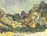 Vincent Van Gogh, Mountains at Saint-Remy with Dark Cottage (nn04)